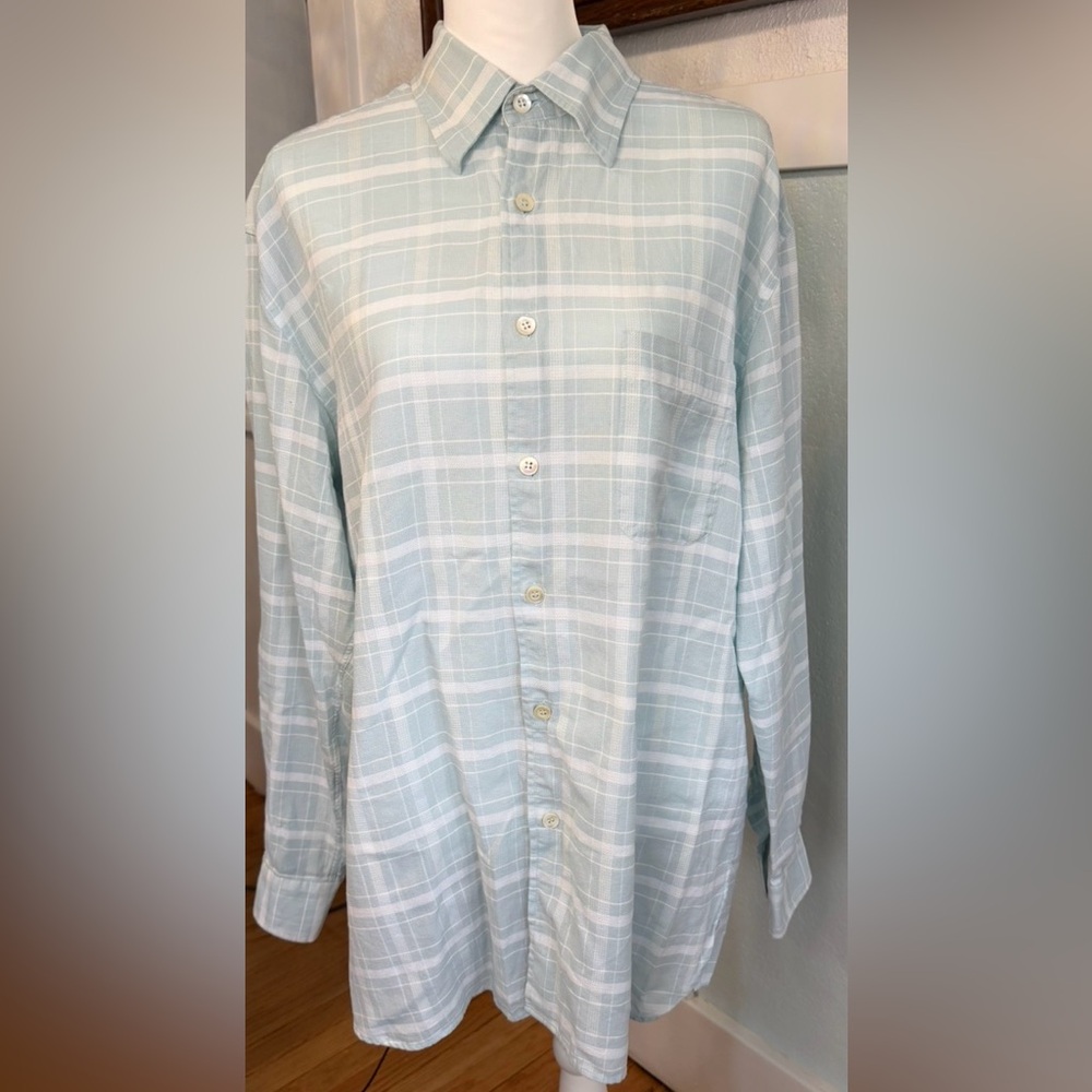Ermenegildo Zegna Men’s  Light Blue Plaid Shirt